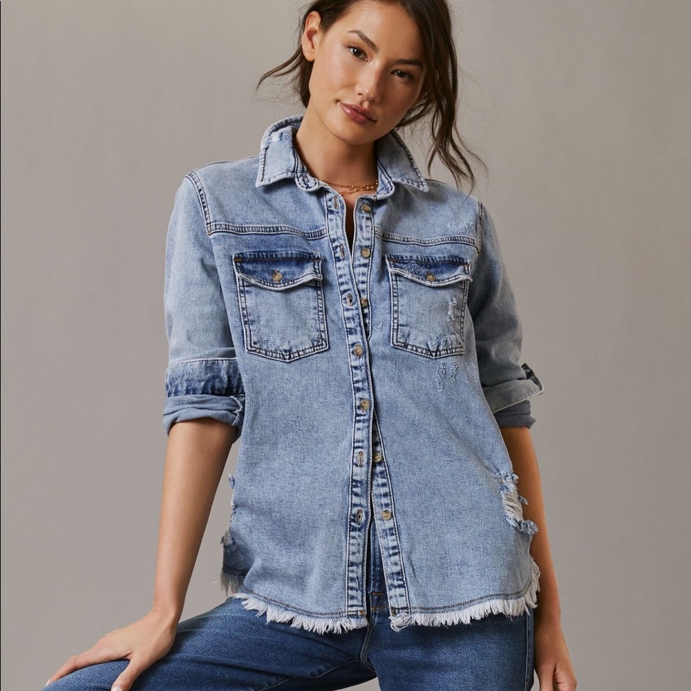Anthropologie Pilcro Chambray Shirt Jacket